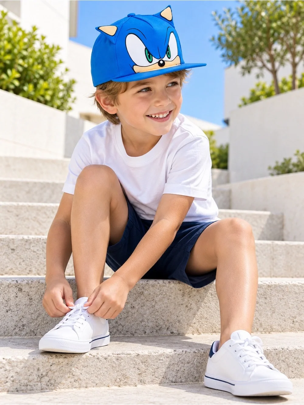 Sonic the Hedgehog Boys Blue 3D Ears Snapback Hat NWT